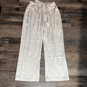Abercrombie & Fitch Cream Satin Pull On Tie Pants